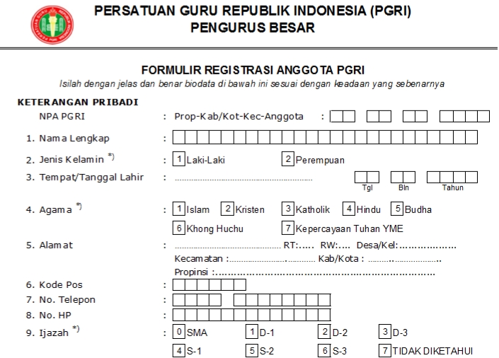 Pendaftaran PGRI Mapenduma - Persatuan Guru Republik Indonesia Cabang Mapenduma